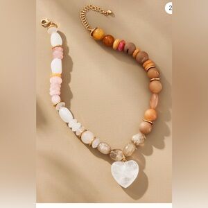 Anthropologie Heart Pendant Necklace in Soft Neutrals